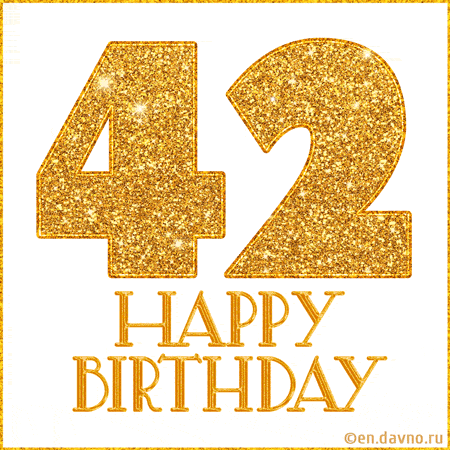 Gold Glitter 42nd Birthday GIF