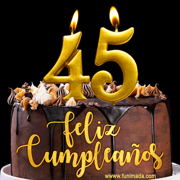 Felices 45 Años - Hermosa imagen de pastel de feliz cumpleaños