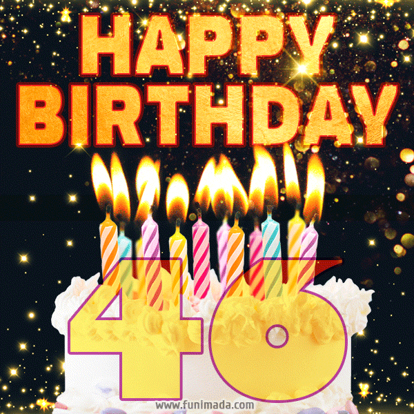 Happy 46th Birthday Cake GIF, Free Download