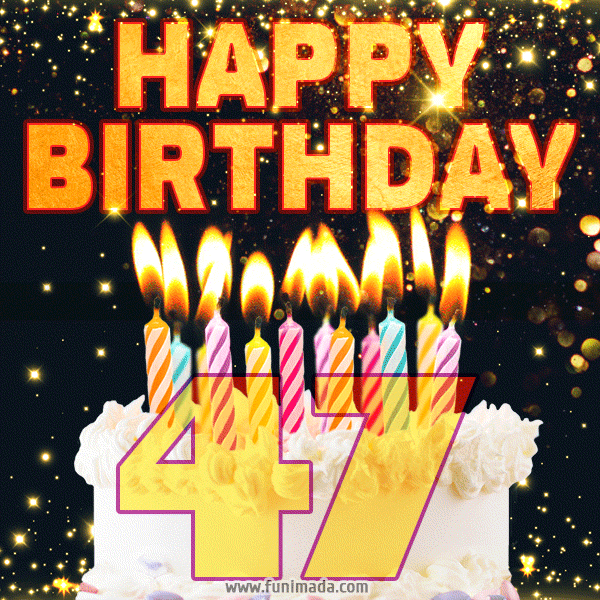 Happy 47th Birthday Cake GIF, Free Download