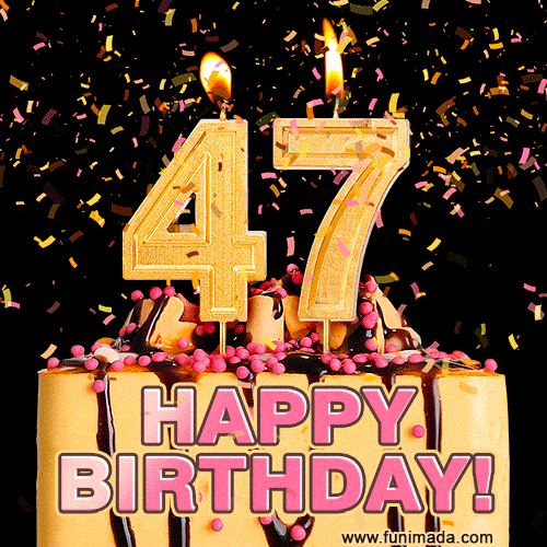 Happy 47th Birthday Cake GIF and Video with sound free download