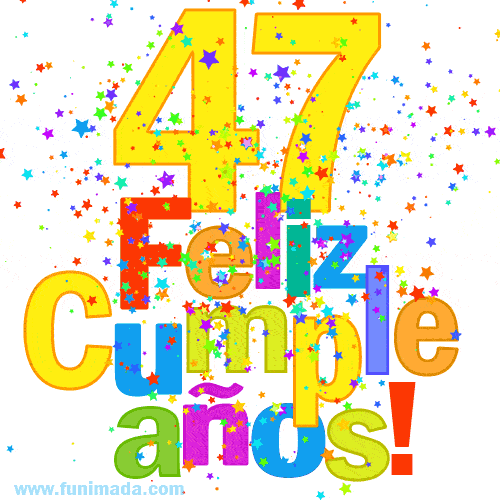 Imagen GIF festiva y colorida de feliz cumpleaños número 47