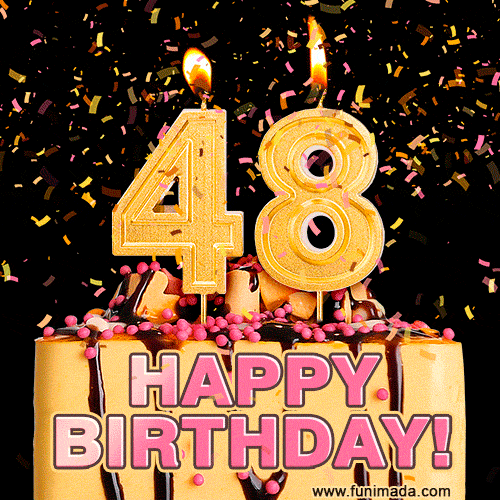 Happy 48th Birthday Cake GIF and Video with sound free download