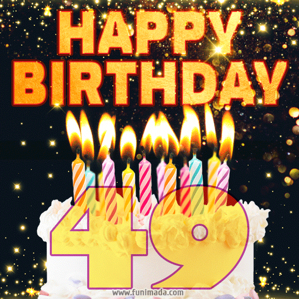 Happy 49th Birthday Cake GIF, Free Download