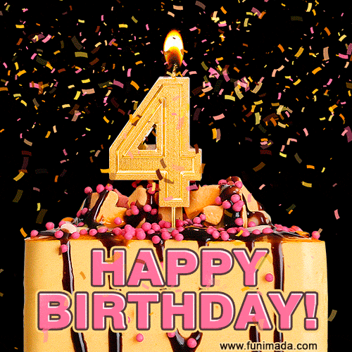 Happy 4th Birthday Cake GIF and Video with sound free download