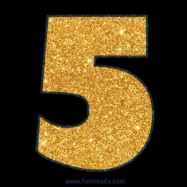 Number 5 Gold Glitter GIF