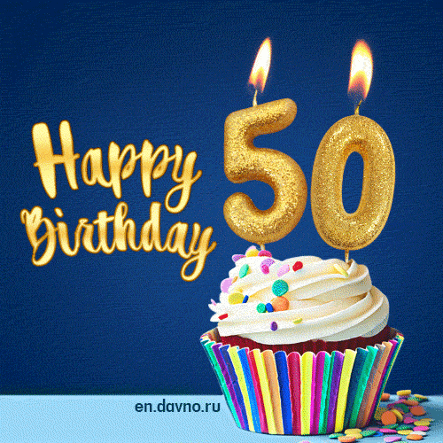 Happy Birthday - 50 Years Old Animated Card