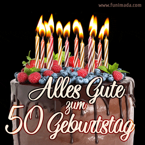 Alles Gute zum 50. Geburtstag Schokoladenkuchen GIF