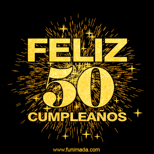 GIF animado para cumpleaños con el número 50 - feliz cumpleaños gif de fuegos artificiales