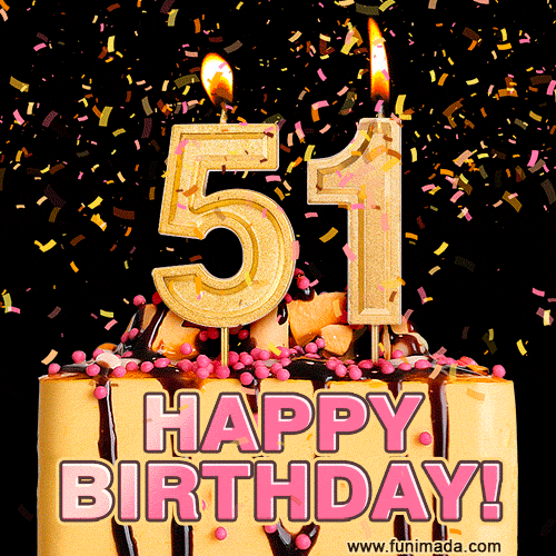 Happy 51st Birthday Cake GIF and Video with sound free download