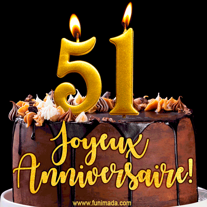 Gâteau d'anniversaire avec bougies GIF – 51 ans