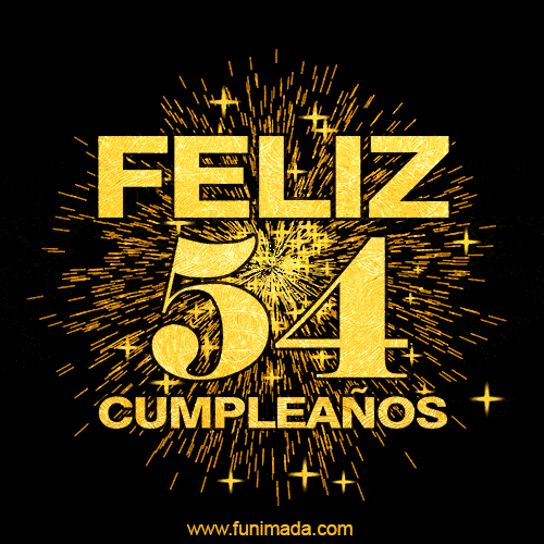 GIF animado para cumpleaños con el número 54 - feliz cumpleaños gif de fuegos artificiales