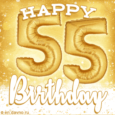 Download & Send Cute Balloons Happy 55th Birthday Card for Free