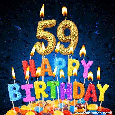 Best Happy 59th Birthday Cake with Colorful Candles GIF