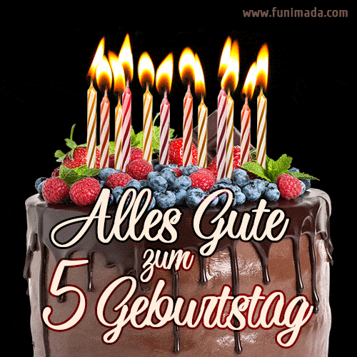Alles Gute zum 5. Geburtstag Schokoladenkuchen GIF