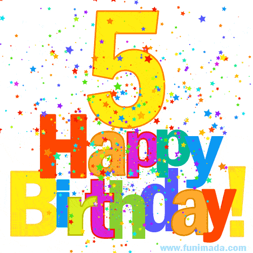 Festive and Colorful Happy 5th Birthday GIF Image