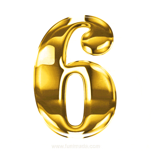 Cool Golden Number 6 GIF on white