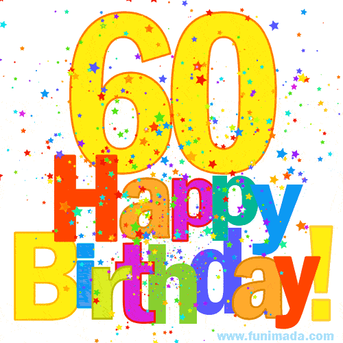 Festive and Colorful Happy 60th Birthday GIF Image — Download on Funimada.com