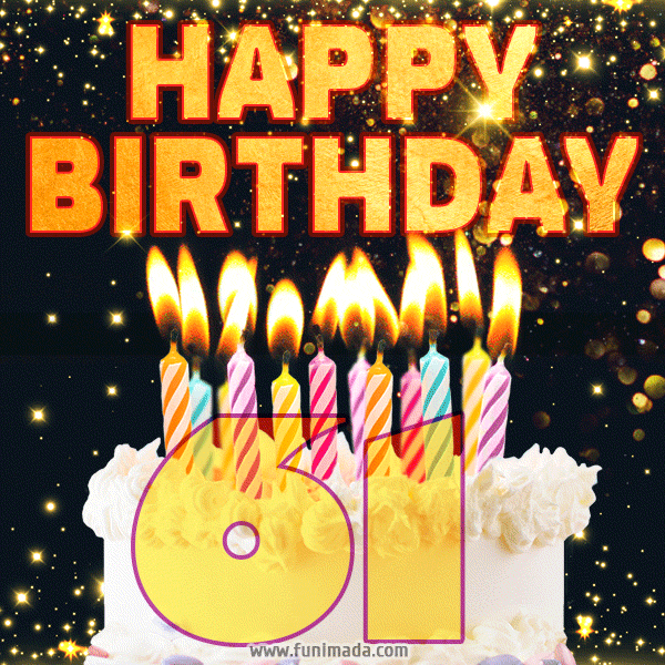 Happy 61st Birthday Cake GIF, Free Download