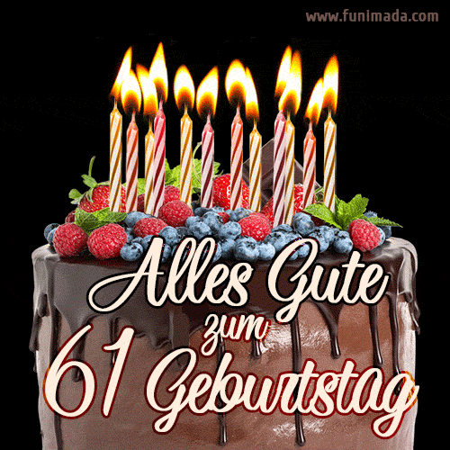 Alles Gute zum 61. Geburtstag Schokoladenkuchen GIF