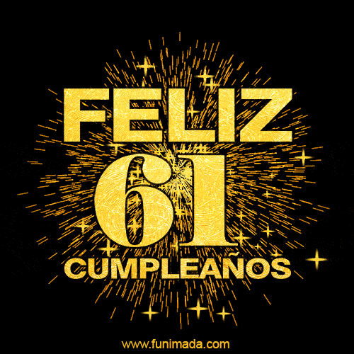 GIF animado para cumpleaños con el número 61 - feliz cumpleaños gif de fuegos artificiales