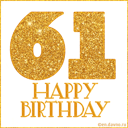 Gold Glitter 61st Birthday GIF
