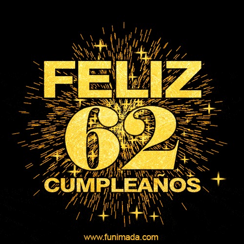 GIF animado para cumpleaños con el número 62 - feliz cumpleaños gif de fuegos artificiales