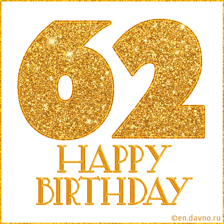 Gold Glitter 62nd Birthday GIF