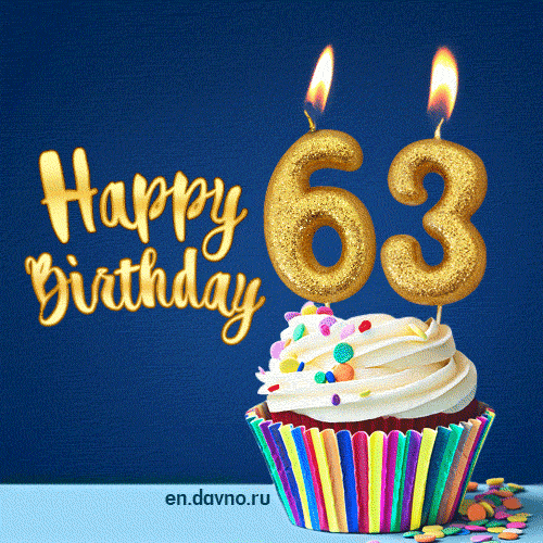 Happy Birthday - 63 Years Old Animated Card