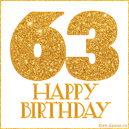 Gold Glitter 63rd Birthday GIF