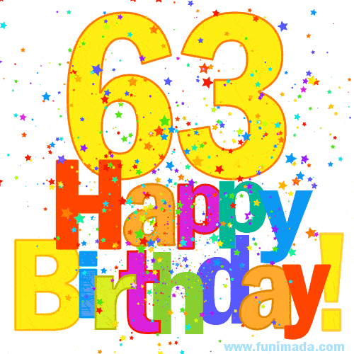 Festive and Colorful Happy 63rd Birthday GIF Image