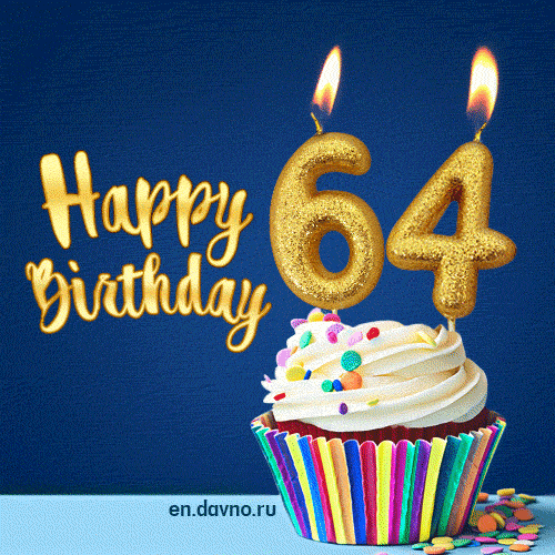Happy Birthday - 64 Years Old Animated Card