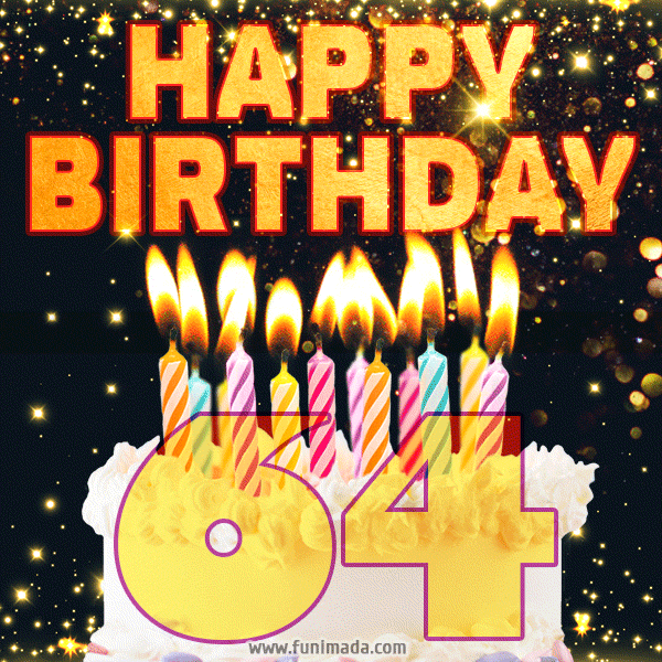 Happy 64th Birthday Cake GIF, Free Download