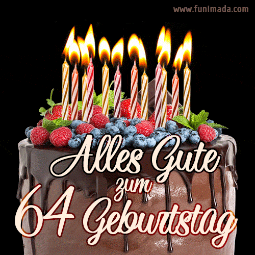 Alles Gute zum 64. Geburtstag Schokoladenkuchen GIF