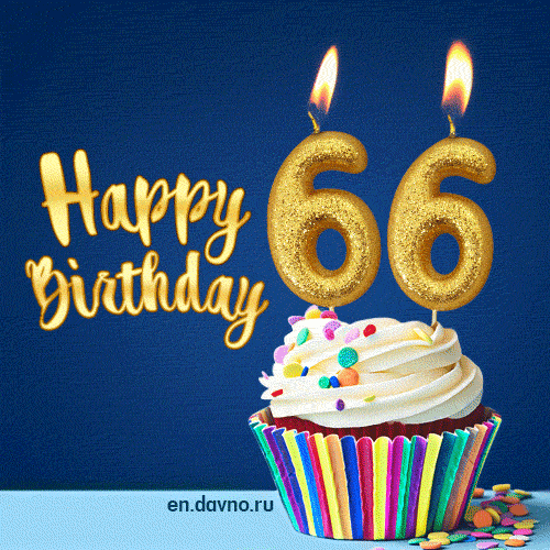 Happy Birthday - 66 Years Old Animated Card