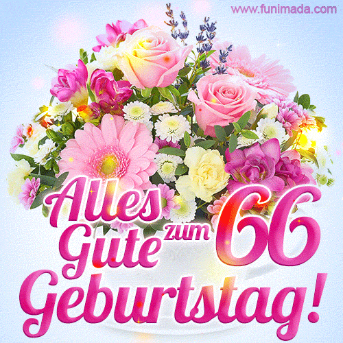 Alles Gute zum 66. Geburtstag schöne Blumen gif