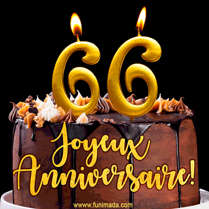 Gâteau d'anniversaire avec bougies GIF – 66 ans