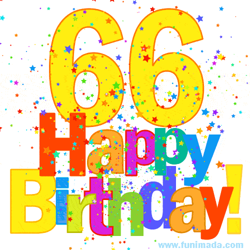 Festive and Colorful Happy 66th Birthday GIF Image