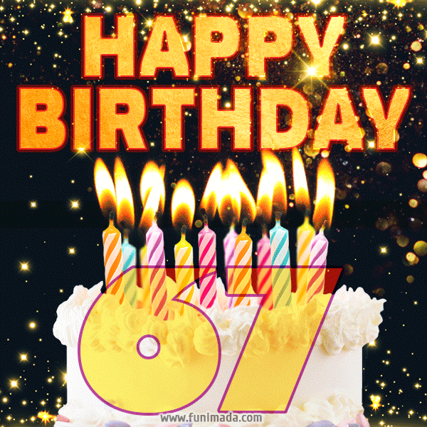Happy 67th Birthday Cake GIF, Free Download