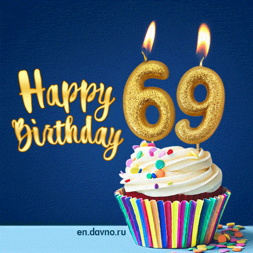 Happy Birthday - 69 Years Old Animated Card