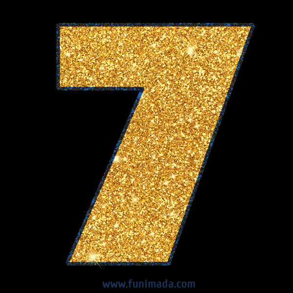 Number 7 Gold Glitter GIF