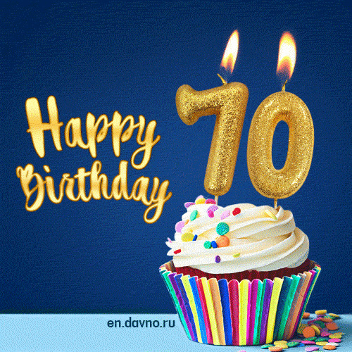 Happy Birthday - 70 Years Old Animated Card