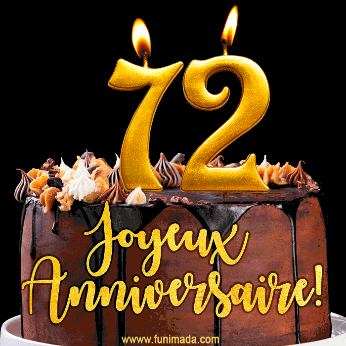 Gâteau d'anniversaire avec bougies GIF – 72 ans