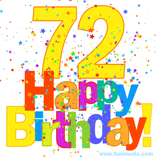 Festive and Colorful Happy 72nd Birthday GIF Image