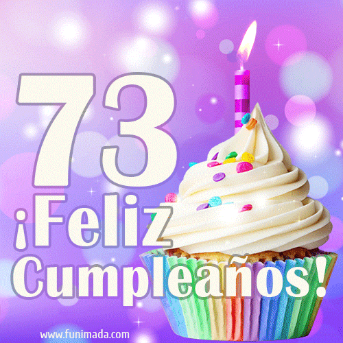 GIF para cumpleaños de 73 con pastel de cumpleaños y los mejores deseos