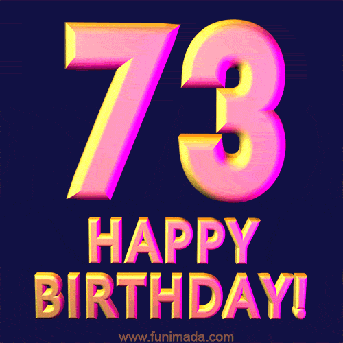 Happy 73rd Birthday Cool 3D Text Animation GIF
