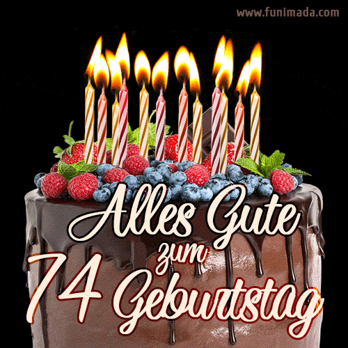 Alles Gute zum 74. Geburtstag Schokoladenkuchen GIF