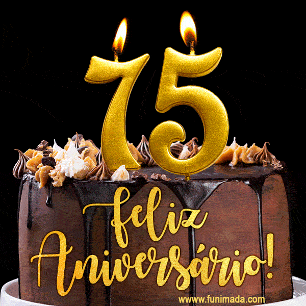 Feliz aniversário de 75 anos - lindo bolo de feliz aniversário