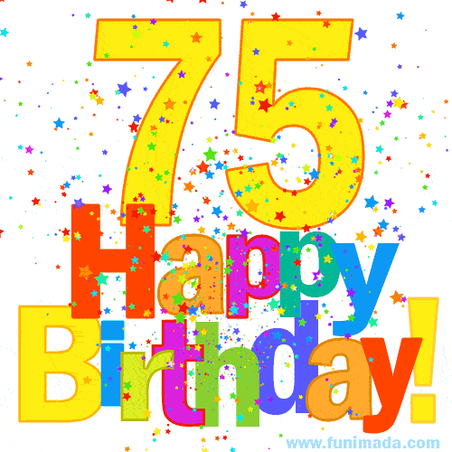 Festive and Colorful Happy 75th Birthday GIF Image