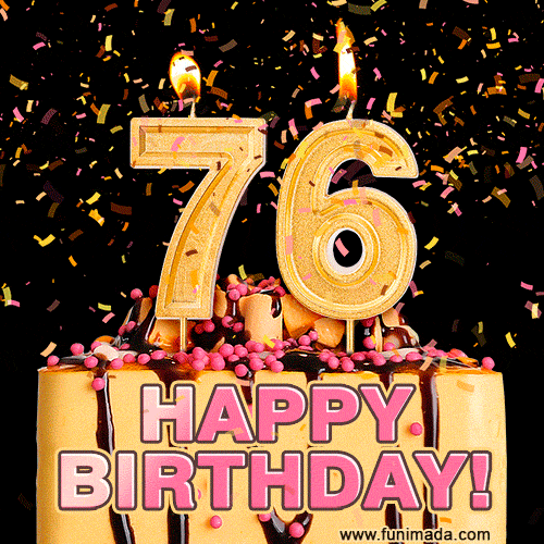 Happy 76th Birthday Cake GIF and Video with sound free download